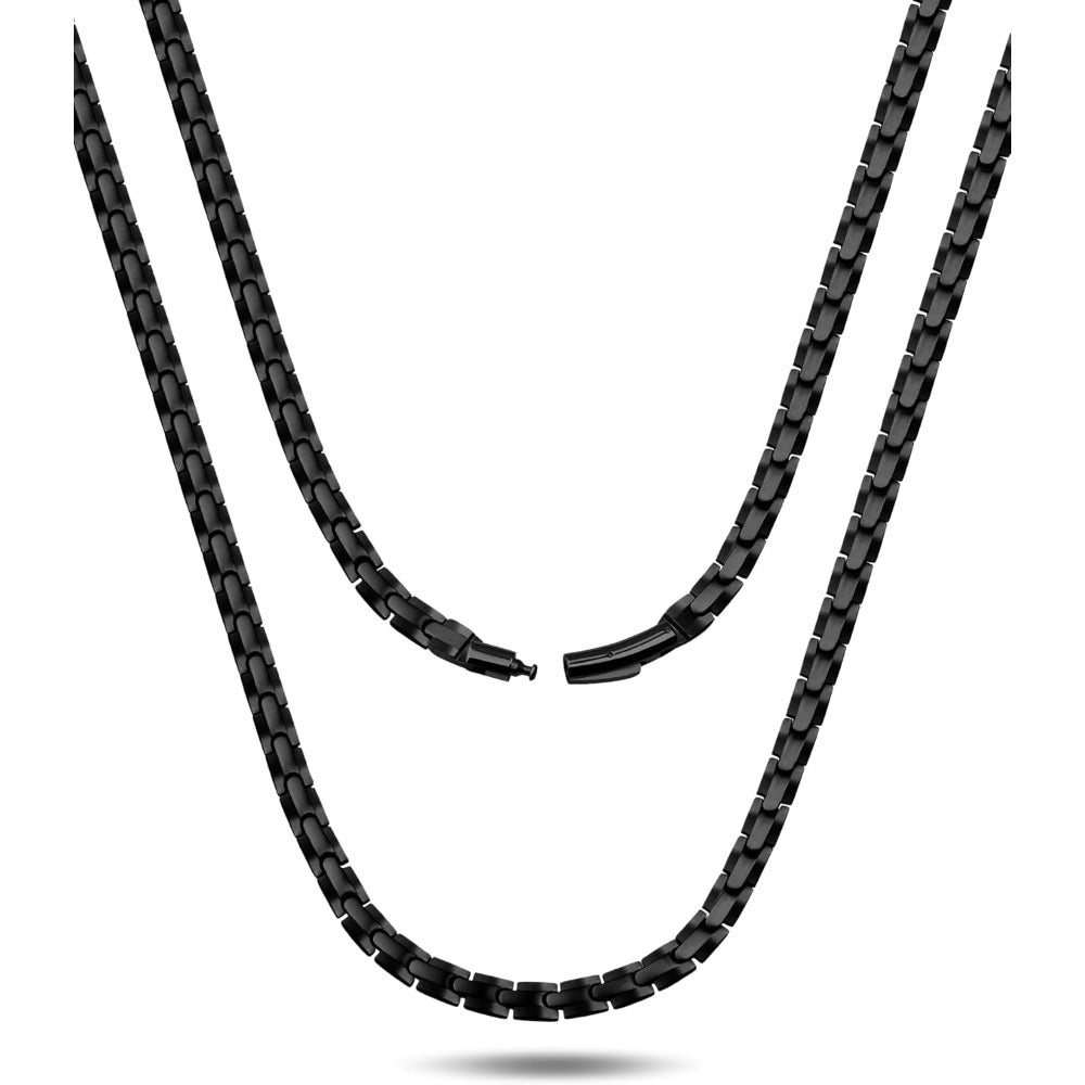 Feraco Magnetic Necklace for Men Women, Titanium Stainless Steel Magnetic Chain with Ultra Strength Neodymium Magnets, Black Jewelry Gift, Adjustable