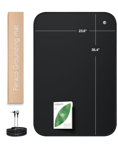 Feraco Grounding Mat for Bed, Large Earthing Pad for Sleep, Pain Relief, Inflammation, Balanced Energy & Overall Well-Being, 35.4" x 23.6" Universal Therapy Sheet, Anti-Tangle Wire Included