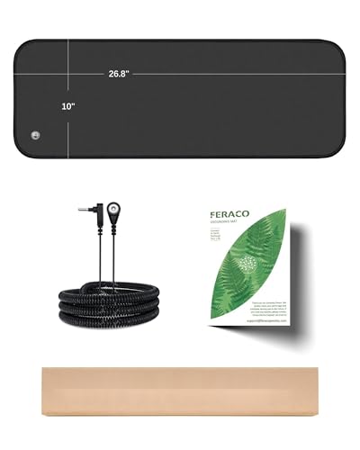 Feraco Earthing Mat Grounding Pad for Desk for Sleep, Pain Relief, Inflammation, Balanced Energy & Overall Wellbeing, 10" x 26.7" Universal Therapy Sheet, Anti-Tangle Wire Included
