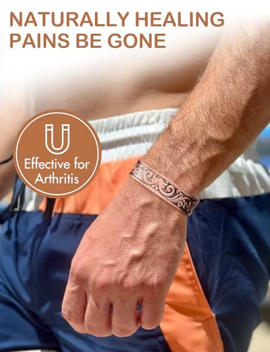 Feraco Copper Bracelet for Men 12X Enhanced Strength Magnetic Bracelets with 3800 Gauss Neodymium Magnets