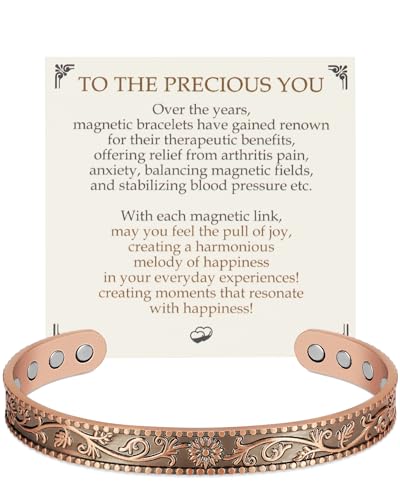 Feraco Copper Bracelets for Women 12X Enhanced Strength Magnetic Bracelet for Women Daisy