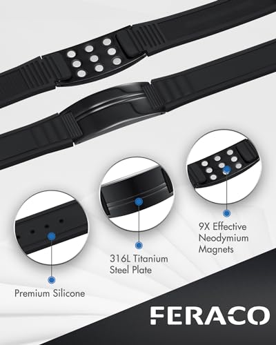 Feraco Ultra Strength Magnetic Bracelets for Men Women, Silicone Sports Wristband for Balance & Energy