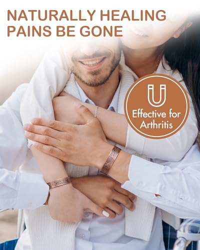 Feraco Pure Copper Bracelet for Men, 18X Enhanced Strength Magnetic Therapy Bracelets with 3800 Gauss Neodymium Magnets