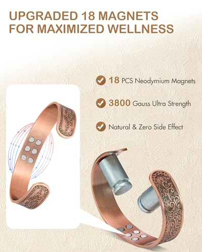 Feraco Copper Bracelet for Men Pain Relief, 18X Enhanced Strength Magnetic Bracelet (Family Chronicle)