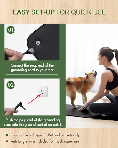 Feraco Grounding Mat for Bed, Large Earthing Pad for Sleep, Pain Relief, Inflammation, Balanced Energy & Overall Well-Being, 35.4" x 23.6" Universal Therapy Sheet, Anti-Tangle Wire Included