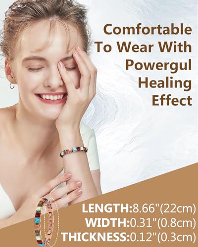 Feraco Copper Bracelet for Women Natural Turquoise Gifts