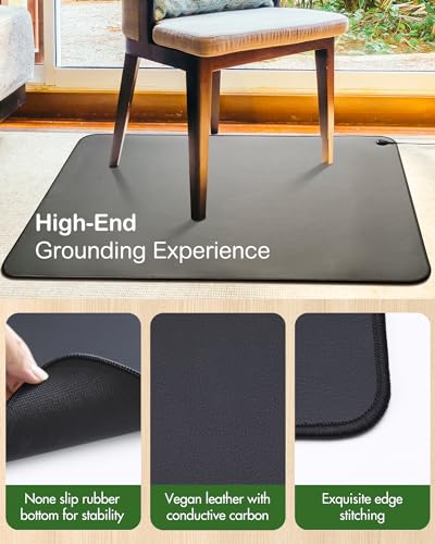 Feraco Grounding Mat for Bed, Large Earthing Pad for Sleep, Pain Relief, Inflammation, Balanced Energy & Overall Well-Being, 35.4" x 23.6" Universal Therapy Sheet, Anti-Tangle Wire Included