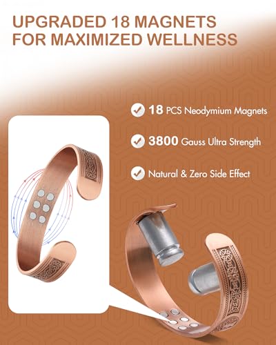 Feraco Copper Bracelet for Men Pain Relief, 18X Enhanced Strength Magnetic Bracelet  (Antique Life Tree)