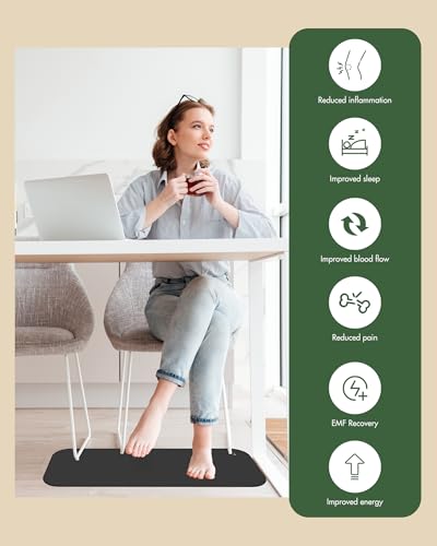 Feraco Earthing Mat Grounding Pad for Desk for Sleep, Pain Relief, Inflammation, Balanced Energy & Overall Wellbeing, 10" x 26.7" Universal Therapy Sheet, Anti-Tangle Wire Included