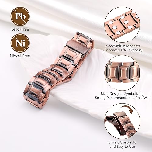 Feraco 3X-Upgrade Copper Bracelets for Men 100% Pure Copper