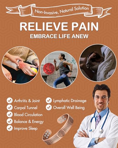 Feraco Copper Bracelet for Men Pain Relief, 18X Enhanced Strength Magnetic Bracelet (Antique Life Tree)