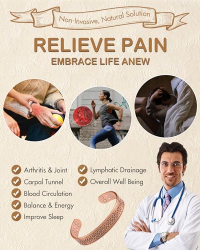Feraco Pure Copper Bracelet for Men, 18X Enhanced Strength Magnetic Therapy Bracelets (Chain Knot)