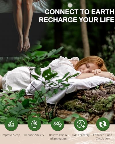 Feraco Grounding Mat for Bed, Earthing Mat Grounding Pad for Sleeping, Grounding Mattress Pad Kit for Overall Well-being with Cord & Tester (Queen, 27" x 60")