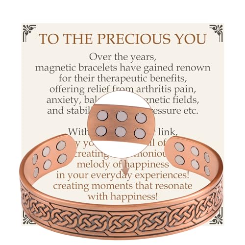 Feraco Pure Copper Bracelet for Men, 18X Enhanced Strength Magnetic Therapy Bracelets (Chain Knot)