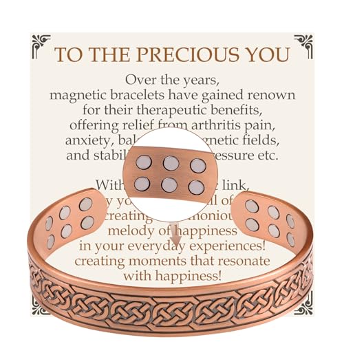 Feraco Pure Copper Bracelet for Men, 18X Enhanced Strength Magnetic Therapy Bracelets  (Chain Knot)