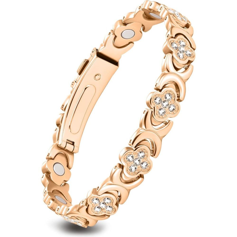 Feraco Magnetic Bracelets for Women with 3800 Gauss Effective Magnets, Stainless Steel Bracelet with Sparkling Zirconia, Infinite Symbol