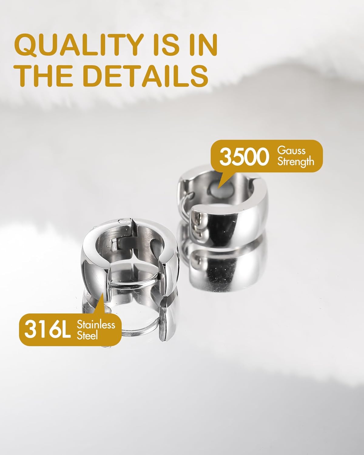 Feraco Magnetic Hoop Earrings for Women with 3500 Gauss Neodymium Magnet, 316L Stainless Steel Magnetic Therapy Jewelry, Ear Acupuncture