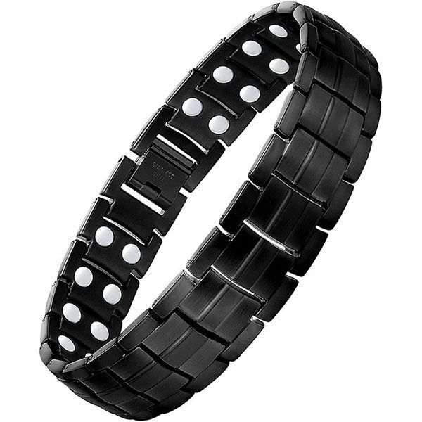 Black Double Row Magnets Titanium Steel Magnetic Bracelet