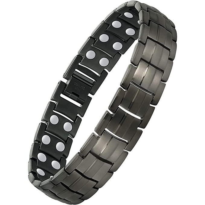 Gray Double Row Magnets Titanium Steel Magnetic Bracelet