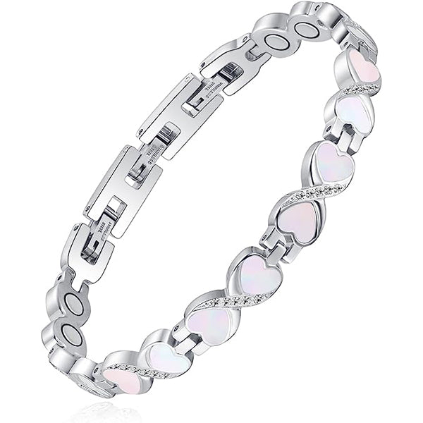 Titanium Steel Magnetic Bracelets with Natural Fritillaria for Women