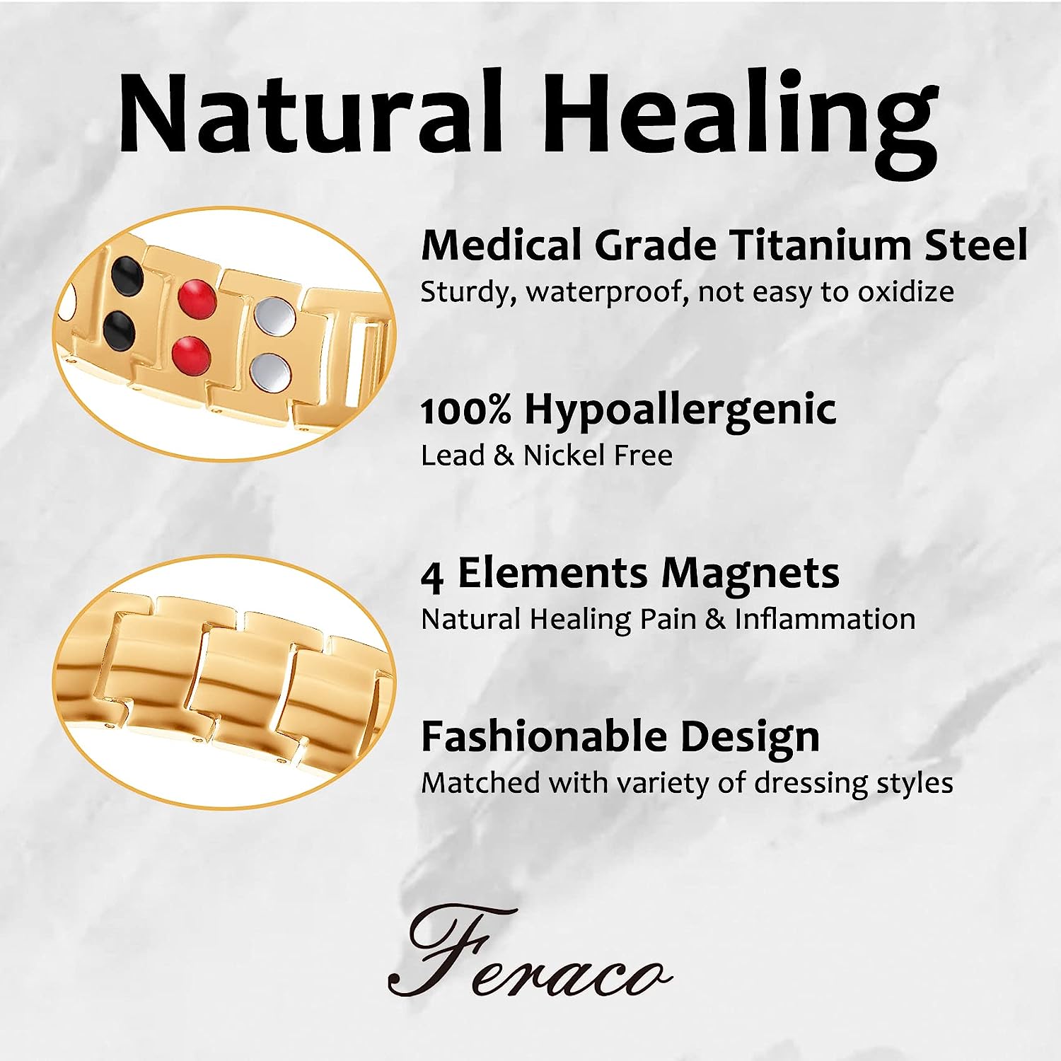 Germanium Infrared negative ion 4 Elements magnetic bracelet