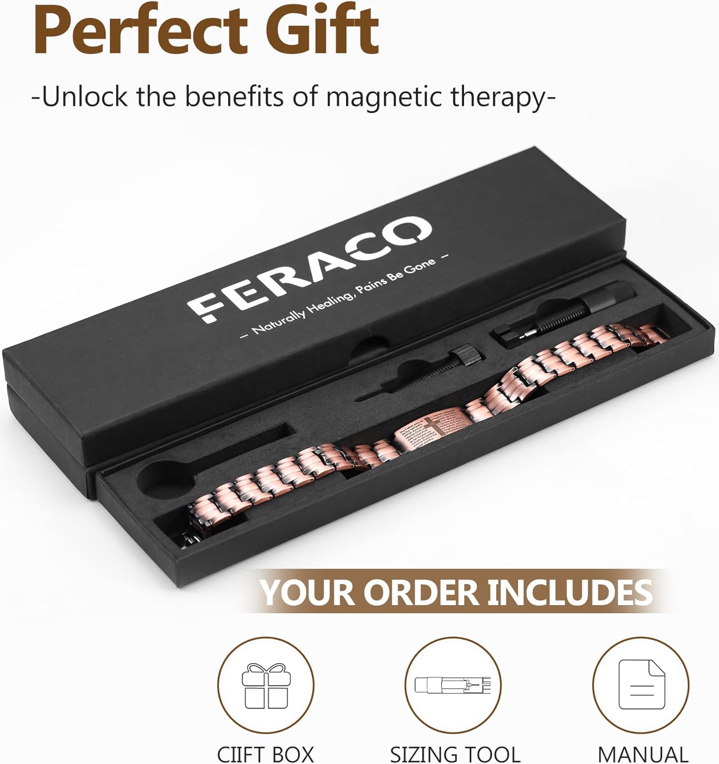 Feraco Copper Cross Bracelet for Men,Magnetic Therapy Bracelet Copper Jewelry with Powerful 3800 Gauss Magnets