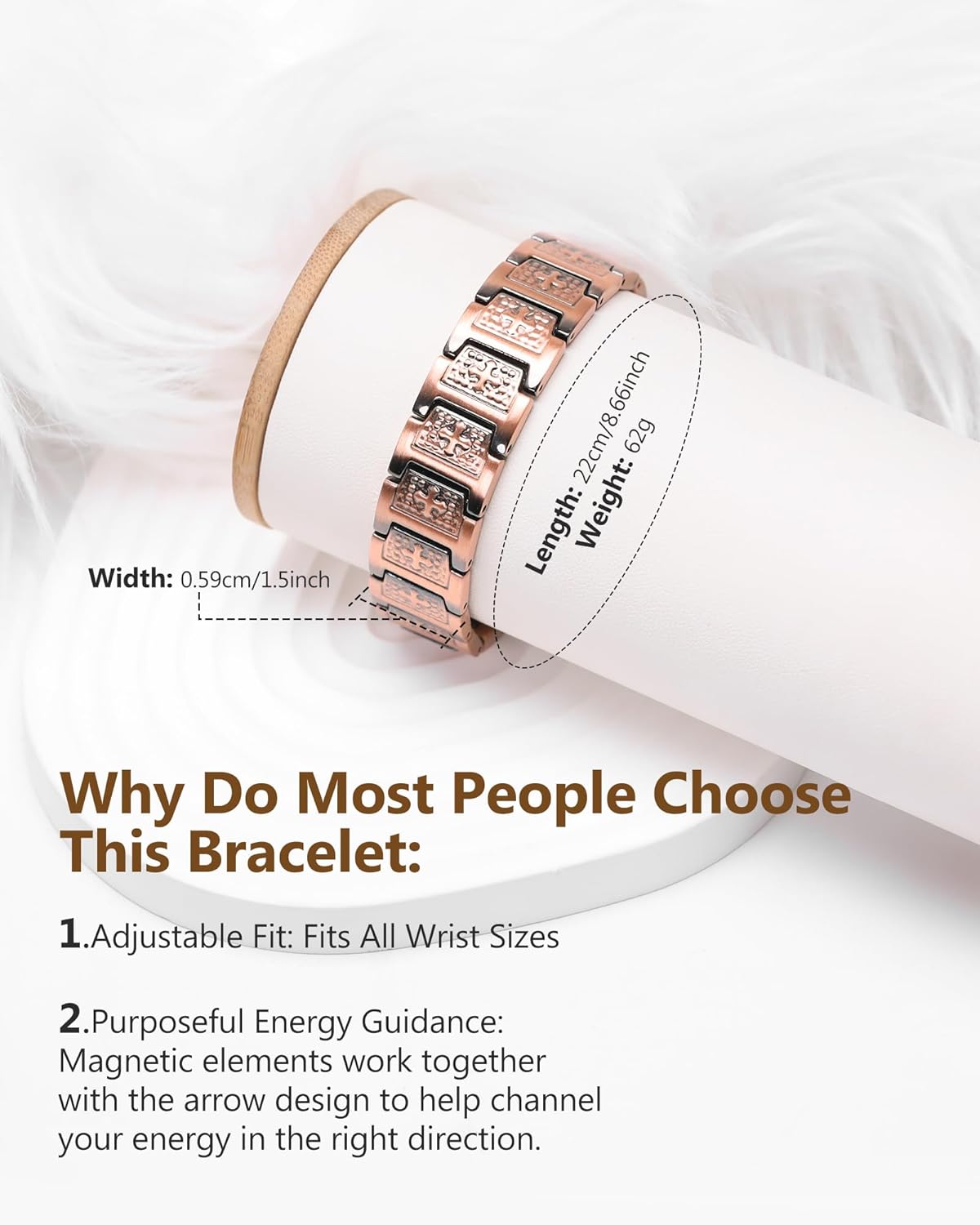 Feraco Copper Cross Bracelet for Men,Magnetic Therapy Bracelet with 46 Magnets - 99.99% Pure Copper