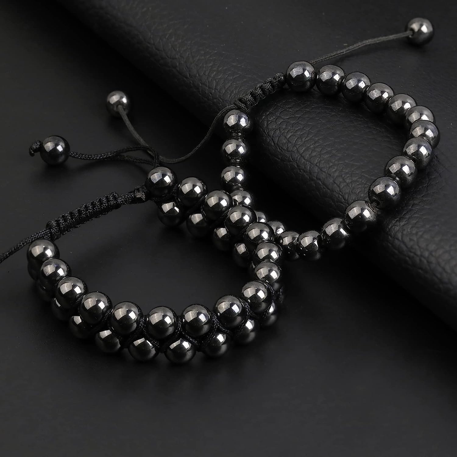 2PCS Hematite Magnets Bracelets for Men Women
