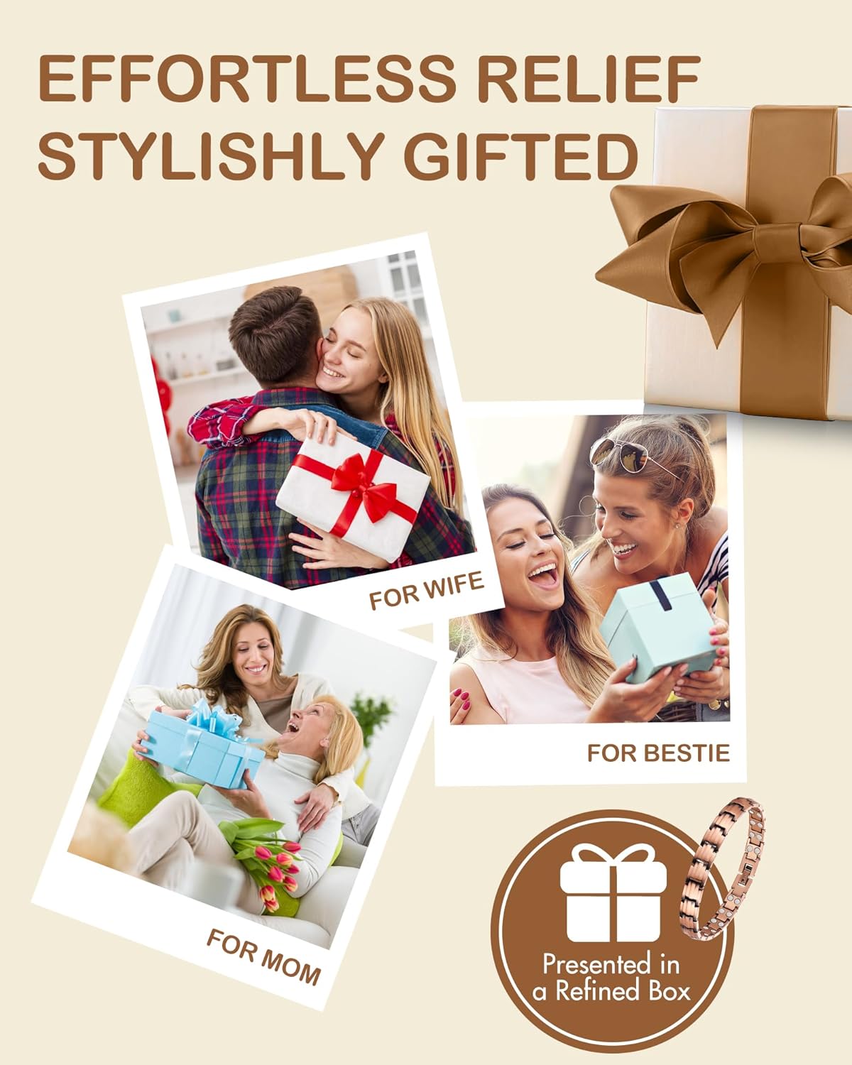 Feraco Copper Bracelets for Women, 2X Ultra Strength Magnetic Bracelet with 3500 Gauss Magnets, Adjustable with Sizing Tool, 99.99% Pure Copper Jewelry