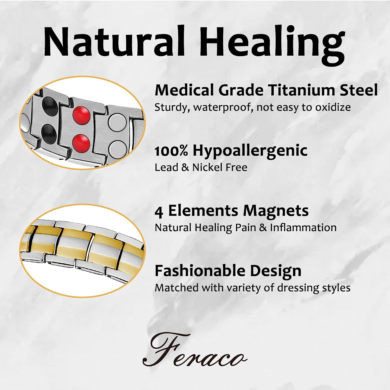 Germanium Infrared negative ion 4 Elements magnetic bracelet