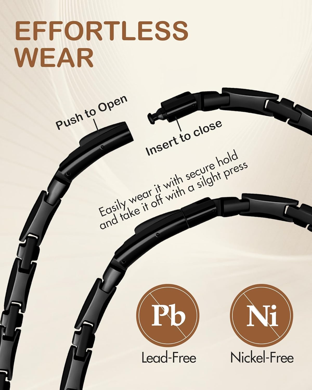 Feraco Magnetic Necklace for Men Women, Titanium Stainless Steel Magnetic Chain with Ultra Strength Neodymium Magnets & Cross Pattern, Black Jewelry Gift, Adjustable