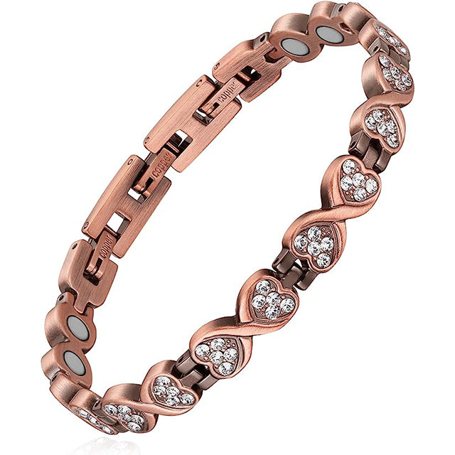 Copper Magnetic Menopause Bracelets with Sparkling Zirconia for Women