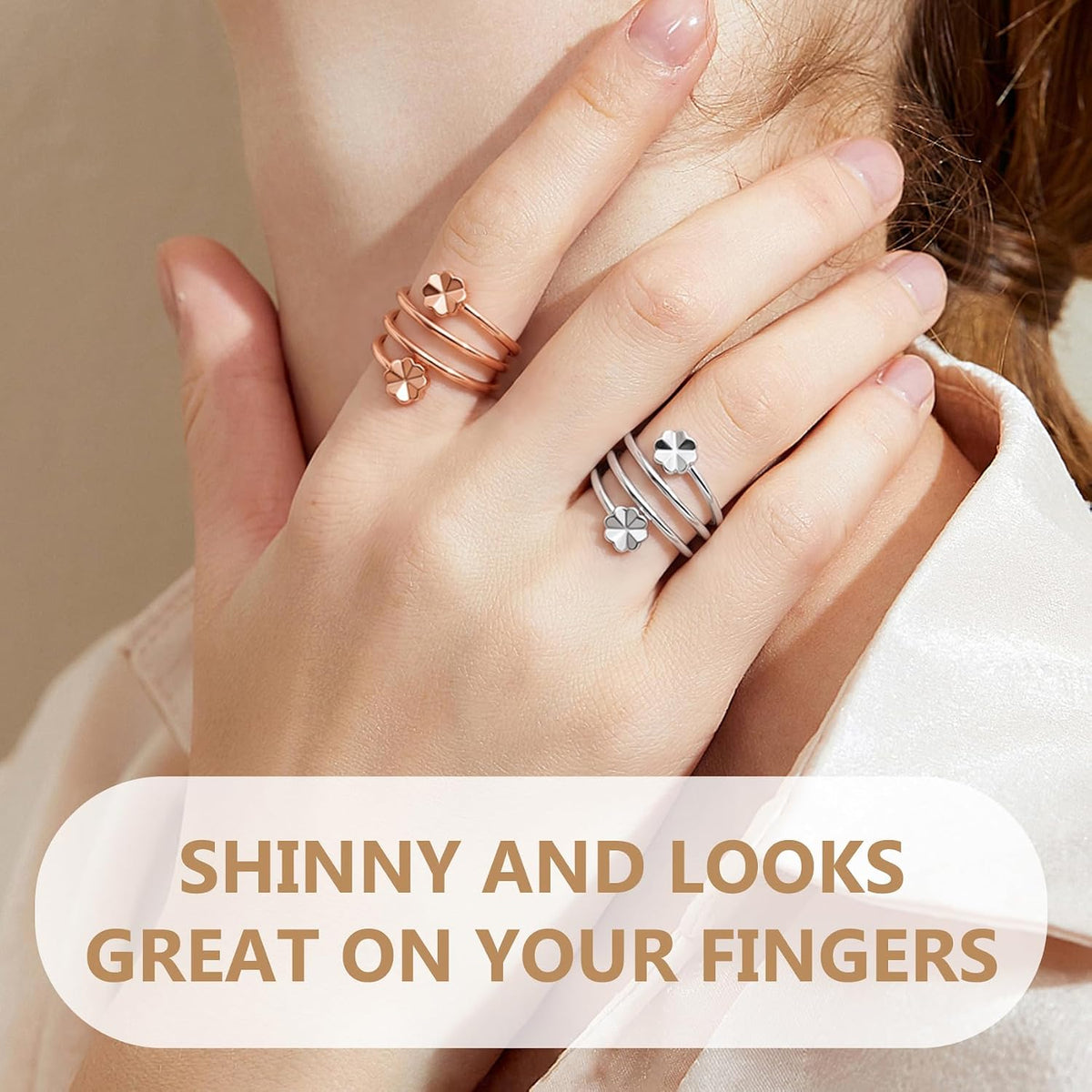 Feraco 2PCS Pure Copper Magnetic Rings for Women with Magnets,Jewelry