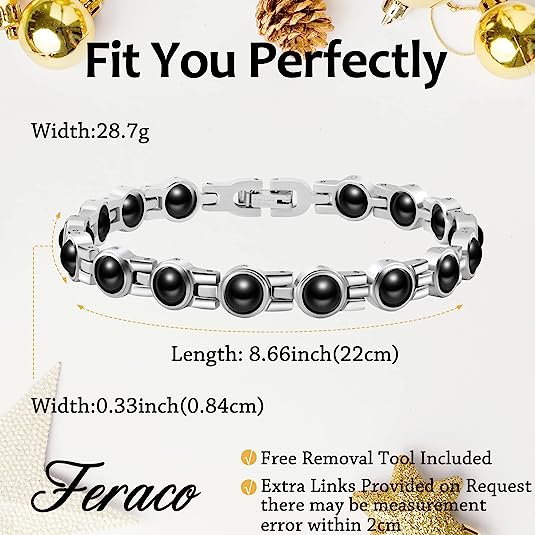 Elegant Titanium Steel Bracelet with Black Gallstone Magnetic Bracelet