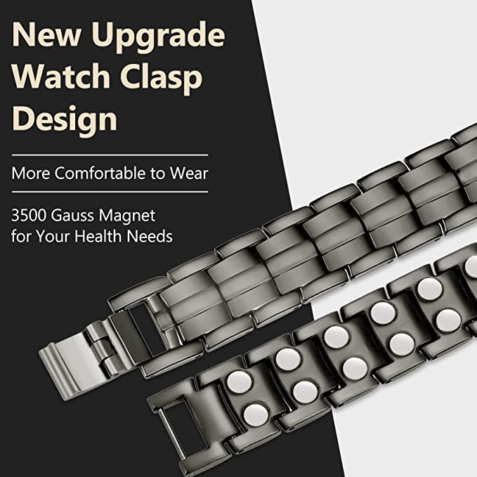 Gray Double Row Magnets Titanium Steel Magnetic Bracelet