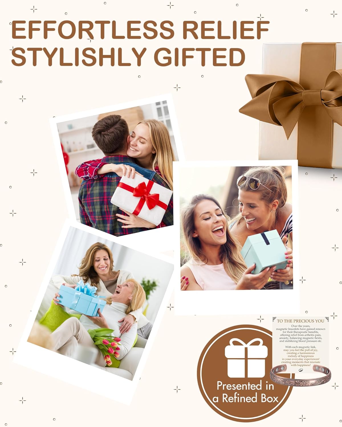 Feraco Copper Bracelet for Women, Ultra Strength Magnetic Bracelets, 99.99% Pure Copper Cuff Bangle with 3500 Gauss Neodymium Magnets, Adjustable with Gift Card