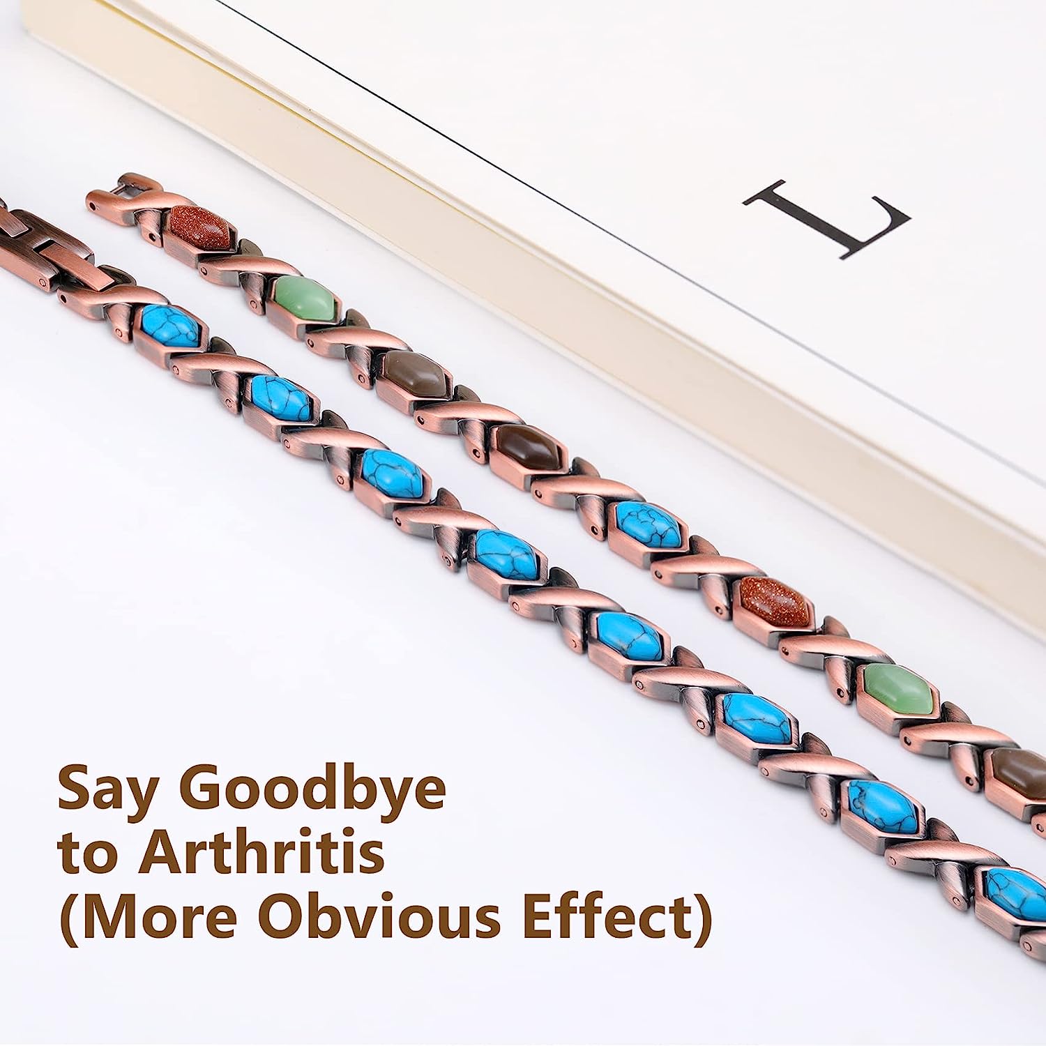 Blue Natural Turquoise Pure Copper Magnetic Therapy Bracelets