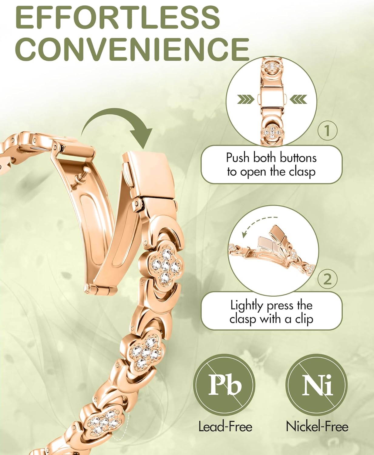 Feraco Pure Copper Bracelets & Rings for Women, Ultra Strength Magnetic Bracelet for Women with Neodymium Magnets & Sparkling Cubic Zirconia, Adjustable, Infinite Clover Jewelry (Rose Gold)