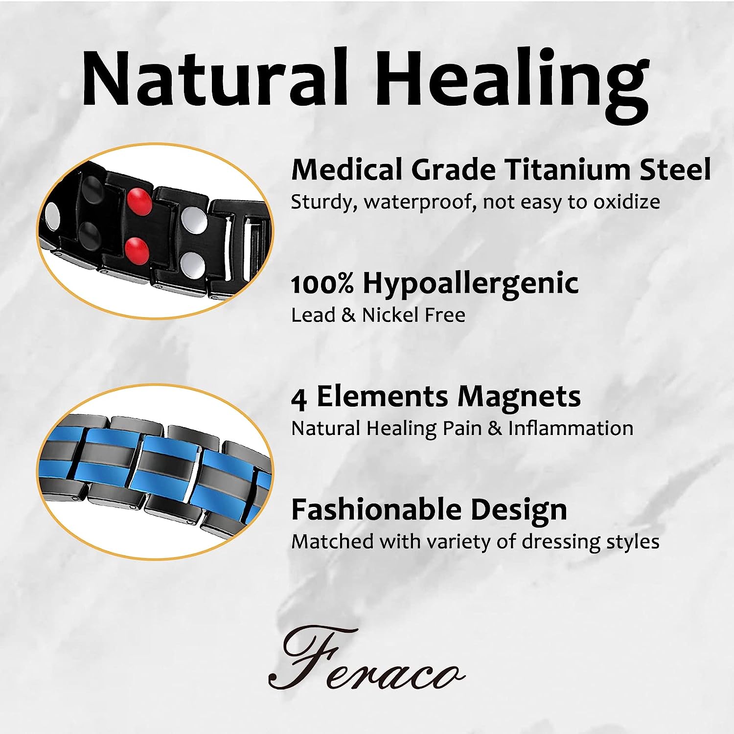 Germanium Infrared negative ion 4 Elements magnetic bracelet