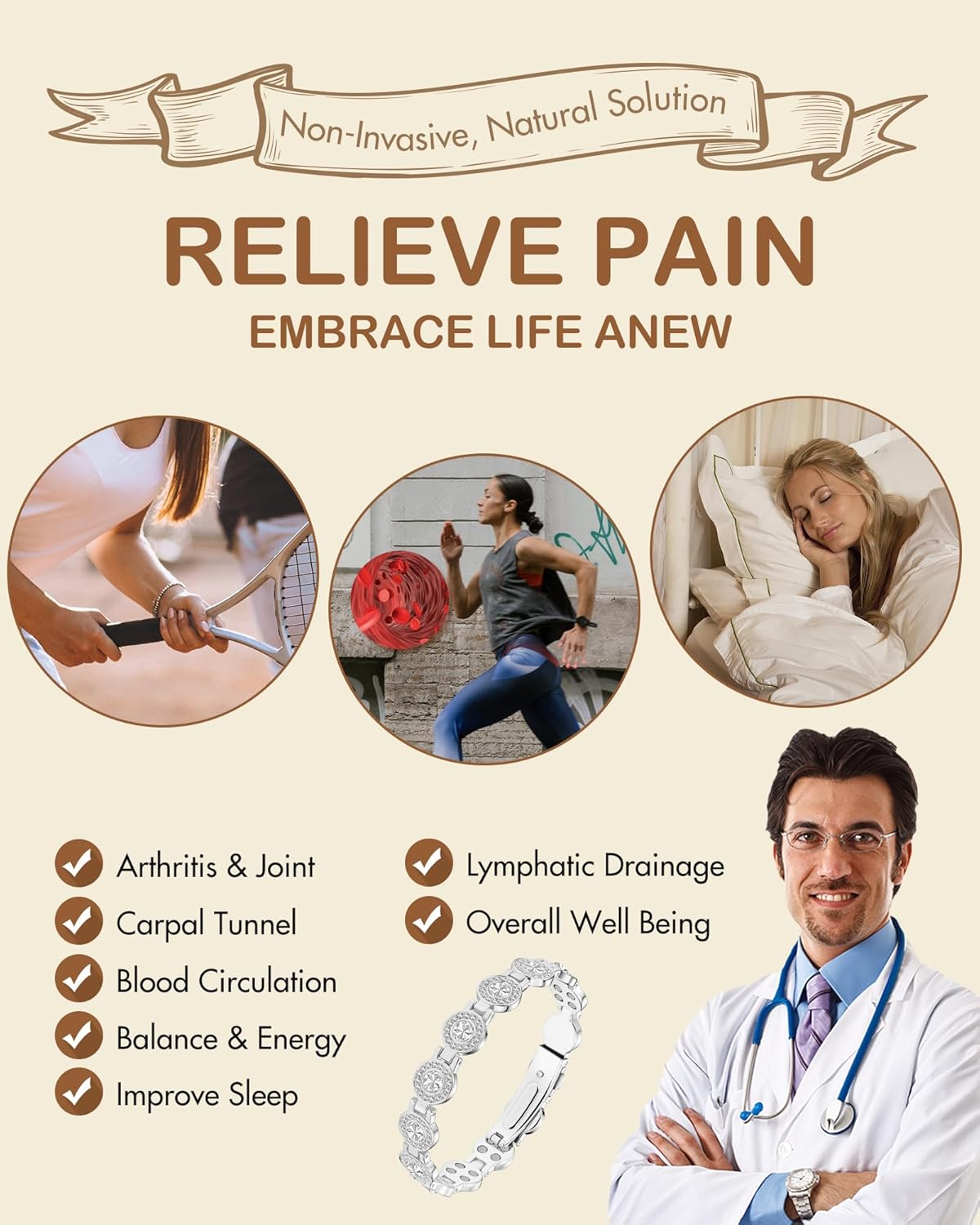 Feraco Pure Copper Bracelets for Women, 4X Ultra Strength Magnetic Bracelet with 3800 Gauss Neodymium Magnets & Dazzling Austrian Cut Crystals Stone, Adjustable Jewelry Gift