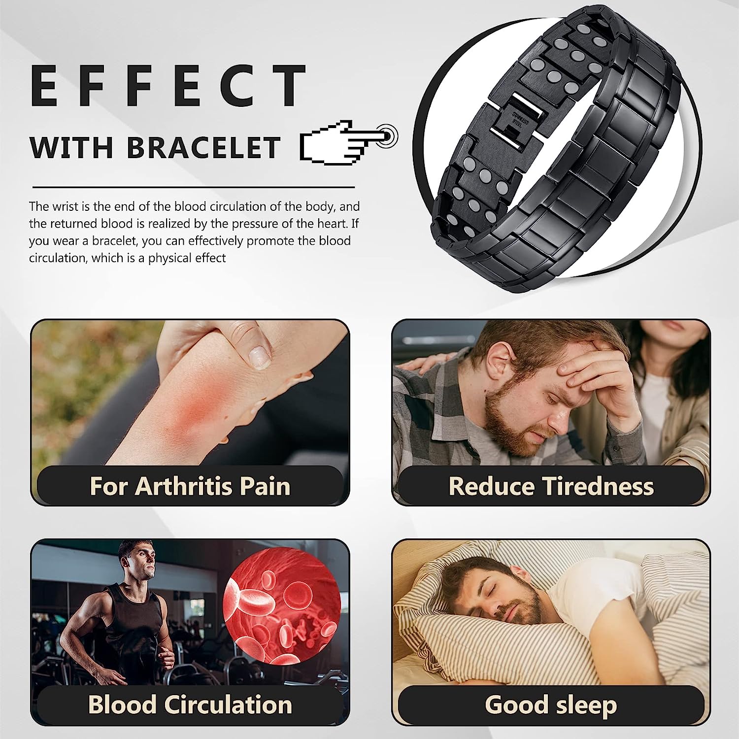 3x Titanium Steel Magnetic Bracelet for Men