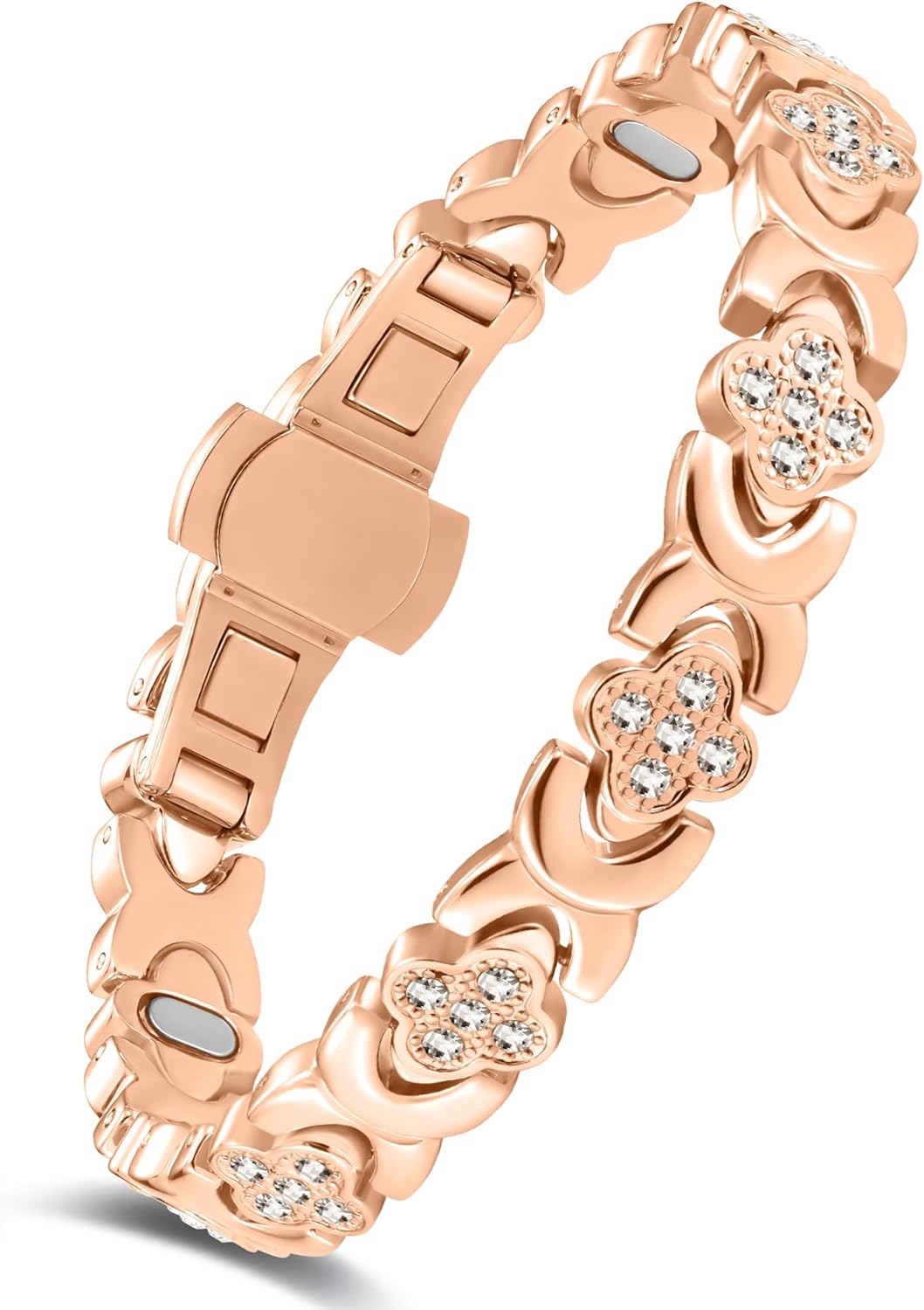 Feraco Pure Copper Bracelets for Women, 5X Ultra Strength Magnetic Bracelet with 5000 Gauss Neodymium Magnets & Upgraded Butterfly Clasp, Adjustable Jewelry Gift