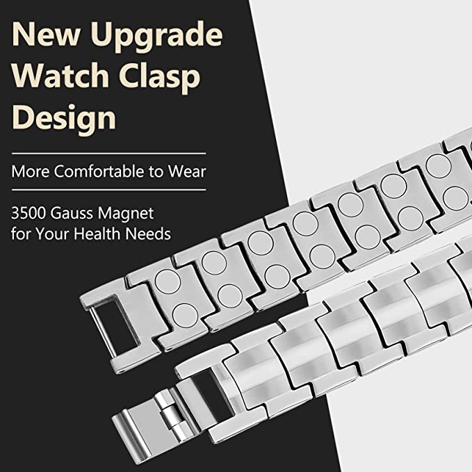Silver Double Row Magnets Titanium Steel Magnetic Bracelet
