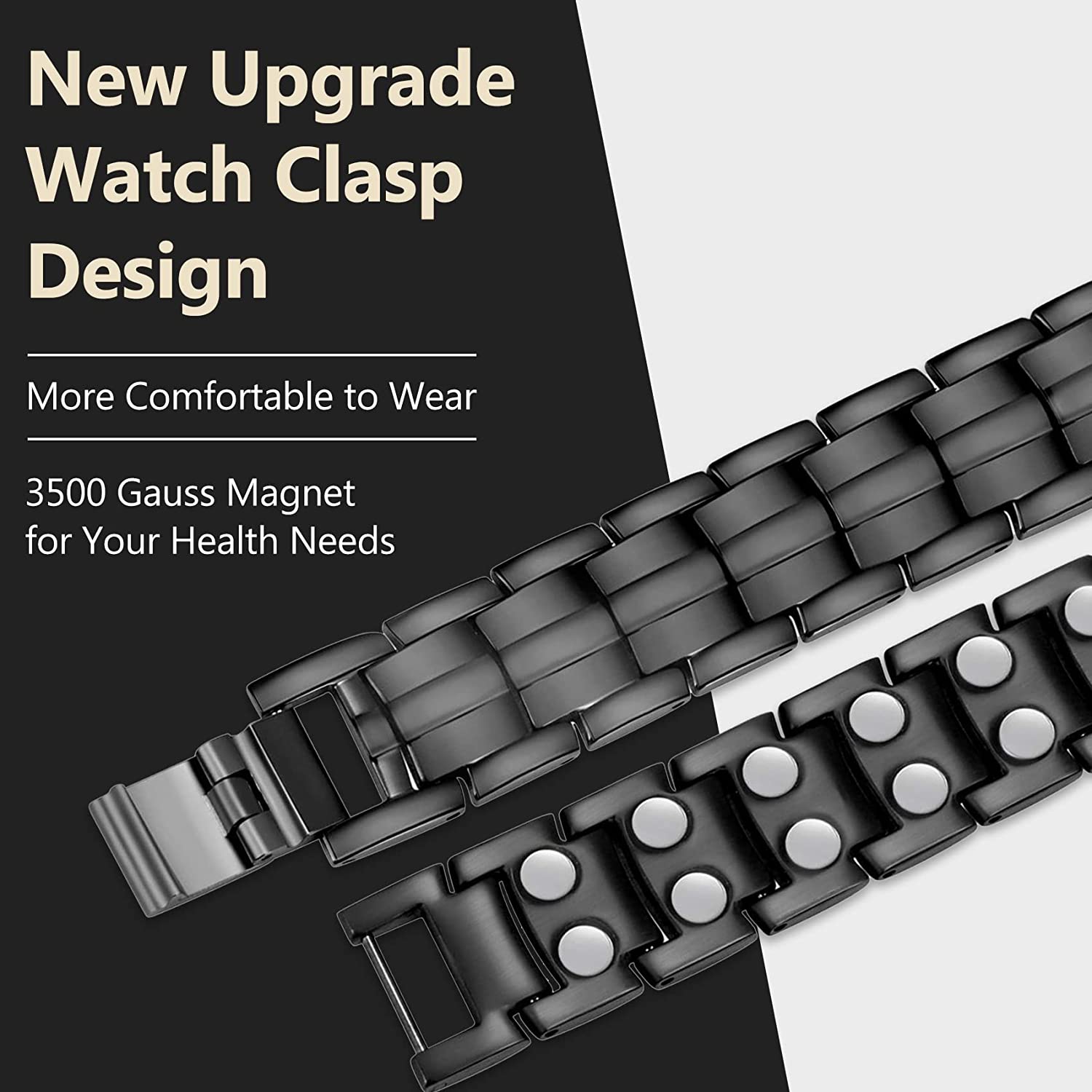 Black Double Row Magnets Titanium Steel Magnetic Bracelet