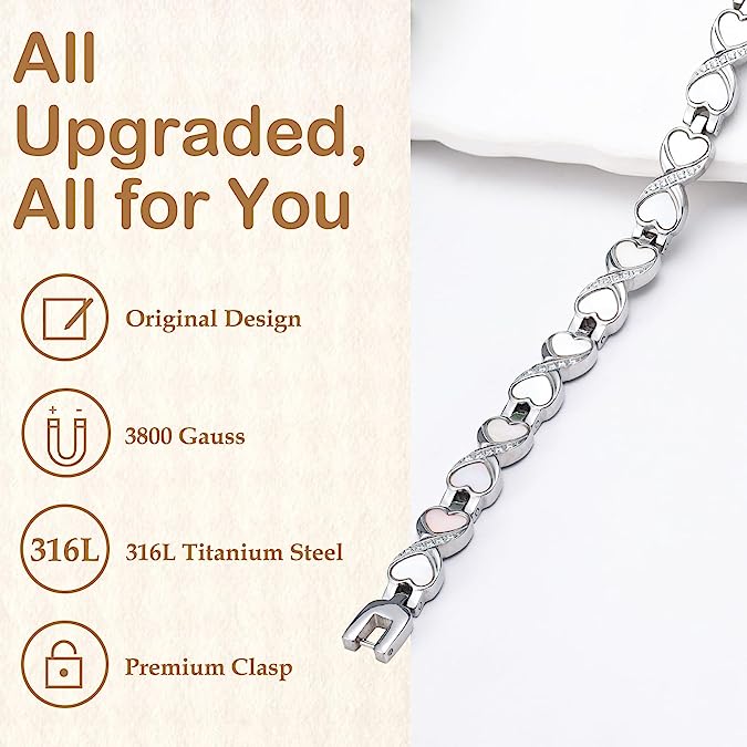 Titanium Steel Magnetic Bracelets with Natural Fritillaria for Women