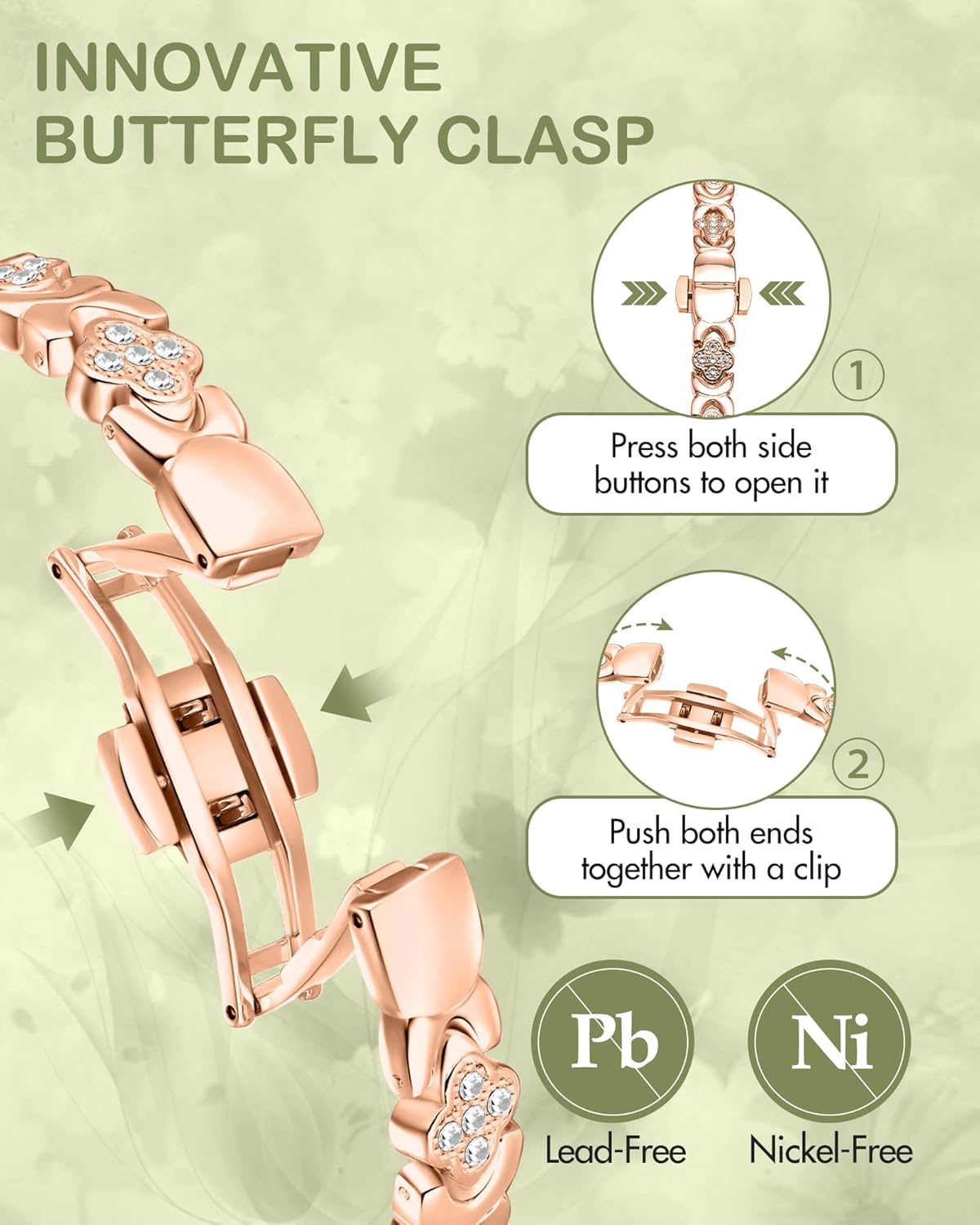 Feraco Pure Copper Bracelets for Women, 5X Ultra Strength Magnetic Bracelet with 5000 Gauss Neodymium Magnets & Upgraded Butterfly Clasp, Adjustable Jewelry Gift