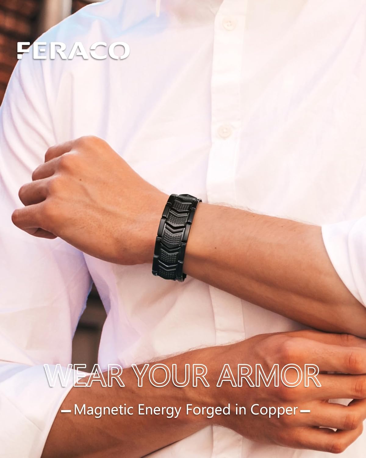 Feraco Magnetic Therapy Bracelets for Men 3X Strength, Titanium Steel Magnetic Bracelets with 3800 Gauss Neodymium Magnets