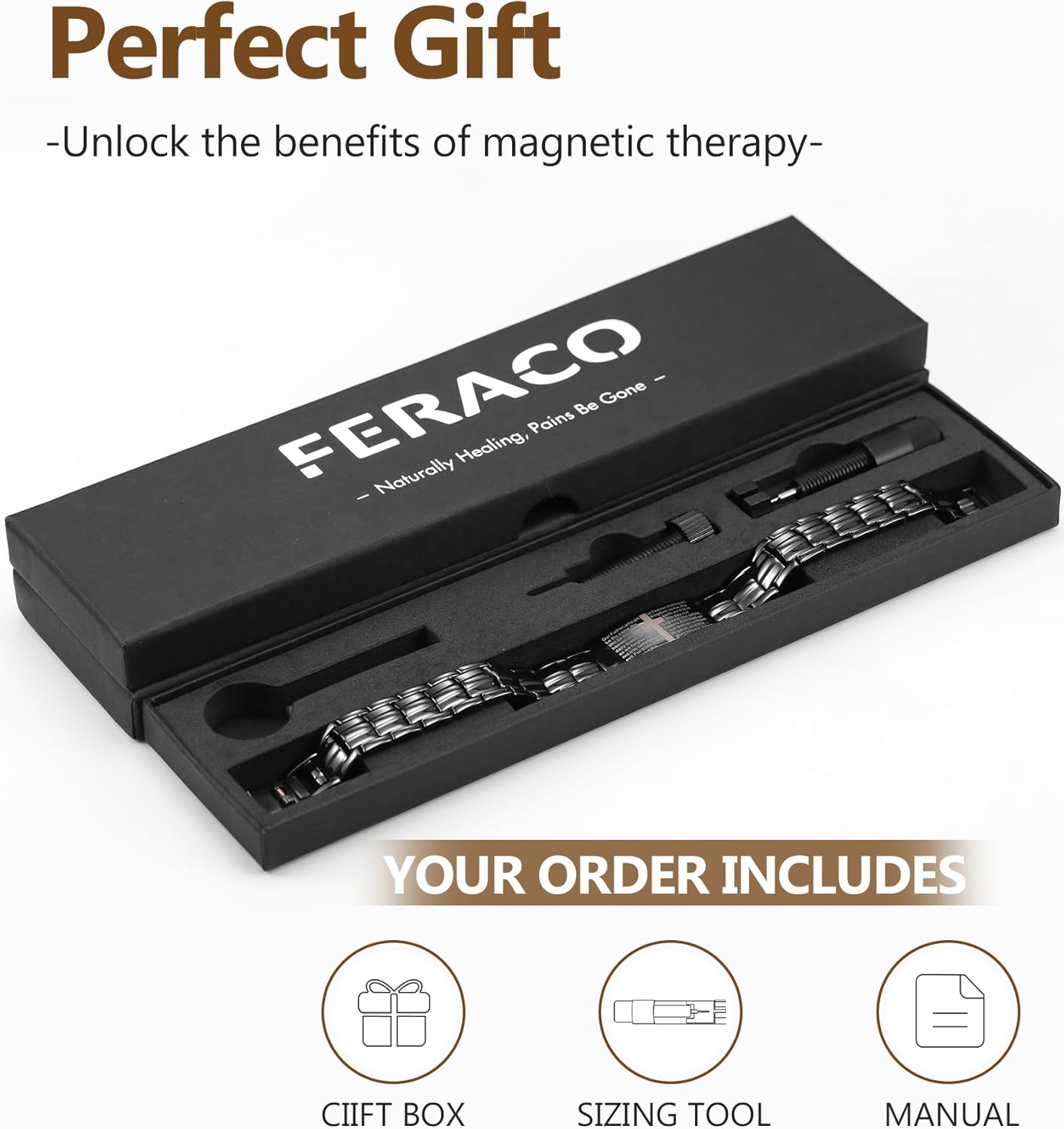Feraco Copper Cross Bracelet for Men,Magnetic Therapy Bracelet Copper Jewelry with Powerful 3800 Gauss Magnets