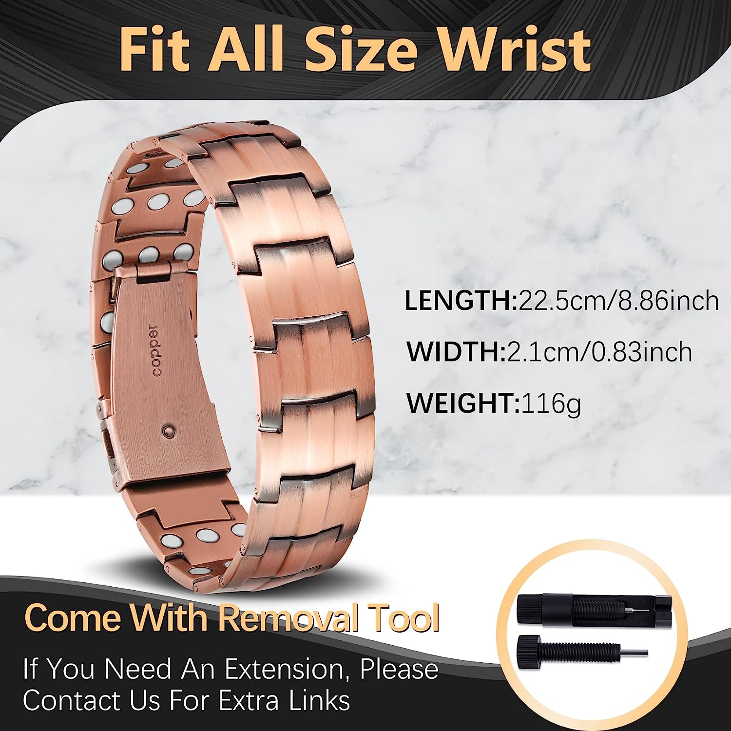 Strength Magnets Copper Magnetic Bracelets Magnetic Wristband Brazaletes For Men