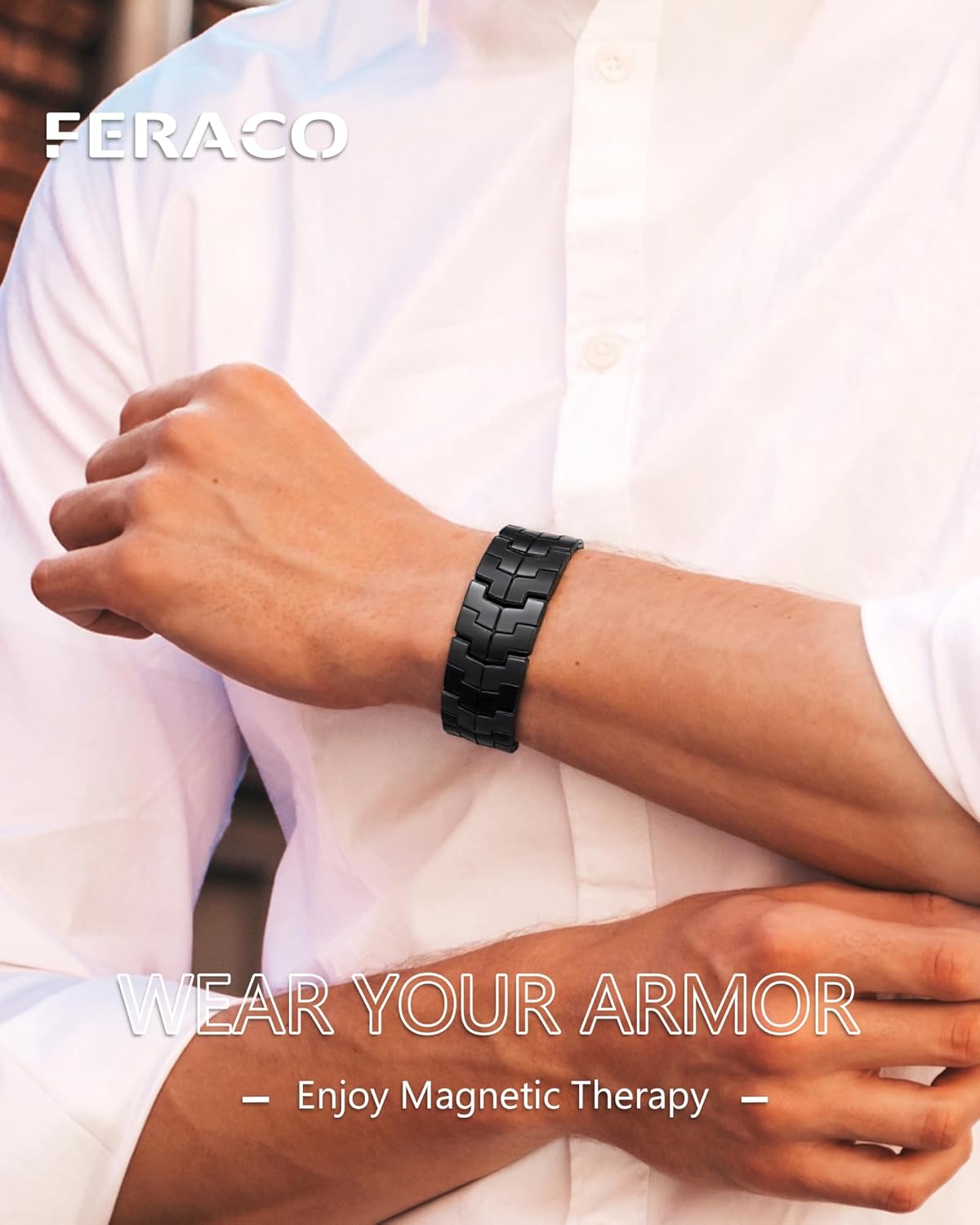 Feraco 3X Strength Magnetic Therapy Bracelets for Men,Titanium Steel Bracelets with 3800 Gauss Magnets